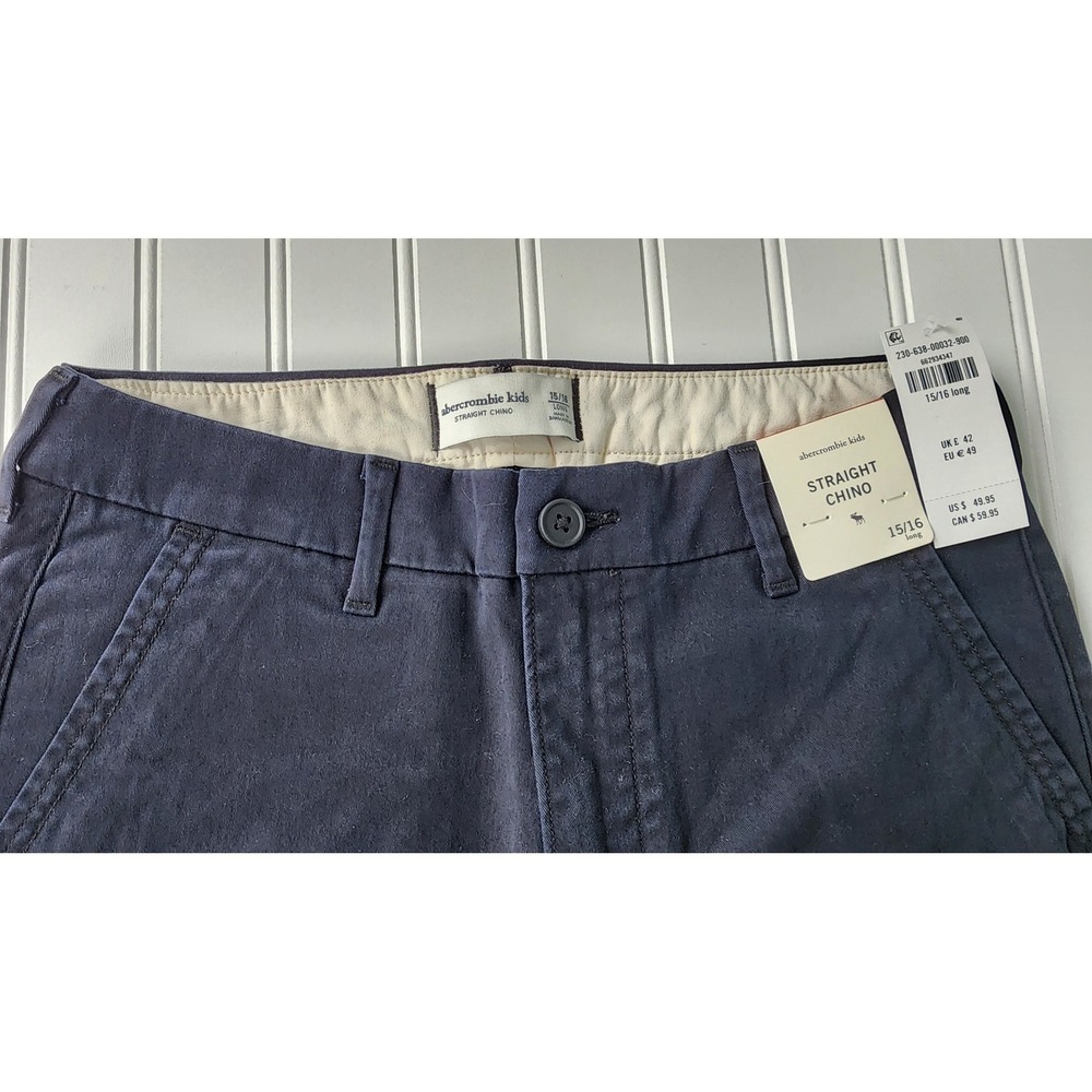 Abercrombie Kids‎ Pants Straight Chino 15/16 Long Navy Blue Pants NWT